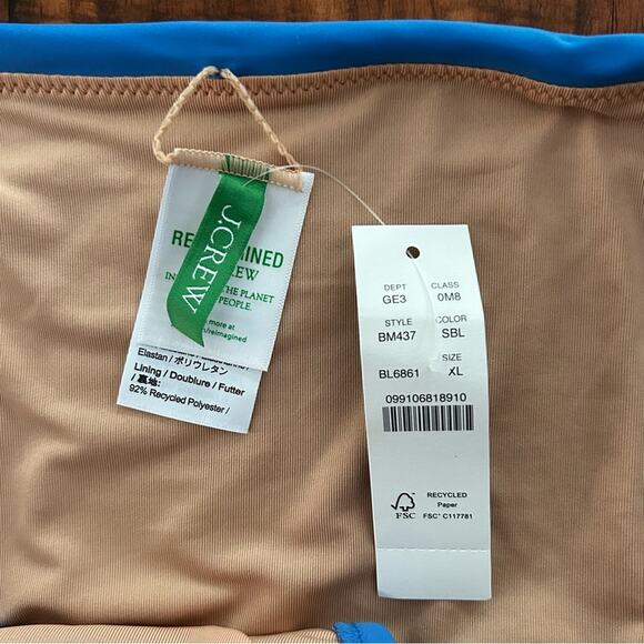 NWT J. Crew Swimsuit Blue Bikini Bottom Scrunchie Full Coverage Size XL - Picture 3 of 5
